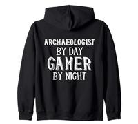 Archéologue de Jour Gamer de Nuit Dinosaure Archéologie Sweat à Capuche