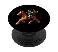 Archer Riding Horse Block Style Graphique pour Joueur Pixel Art PopSockets PopGrip Adhésif