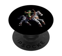 Archer Riding Horse Block Style Graphique pour Joueur Pixel Art PopSockets PopGrip Adhésif