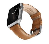 Archer Watch Straps - Bracelets de Montre en Cuir de Grain Supérieur pour Apple Watch (Beige Camel/Surpiqûre Blanc Cassé, Argent, 40/41/42mm)