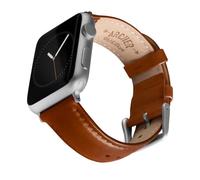 Archer Watch Straps - Bracelets de Montre en Cuir de Grain Supérieur pour Apple Watch (Cognac/Surpiqûre Assortie, Argent, 40/41/42mm)