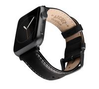 Archer Watch Straps - Bracelets de Montre en Cuir de Grain Supérieur pour Apple Watch (Noir/Surpiqûre Blanc Cassé, Gris Sidéral, 40/41/42mm)