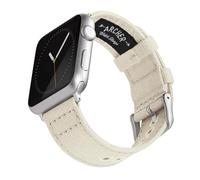 Archer Watch Straps - Bracelets en Toile pour Apple Watch (Blanc Albâtre, Argent, 40/41/42mm)