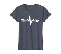 Archers Battement de Coeur tir à l'arc ECG flèche de tir à l T-Shirt, Femme, Bleu Chiné, M