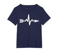 Archers Battement de Coeur tir à l'arc ECG flèche de tir à l T-Shirt, Femme Grandes Tailles, Bleu Marine, 3X