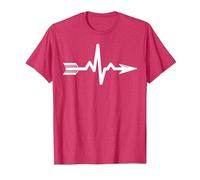 Archers Battement de Coeur tir à l'arc ECG flèche de tir à l T-Shirt, Homme, Rouge Chiné, M