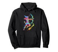 Archery Archer Sport Aquarelle Colorée Splash Art Design Sweat à Capuche
