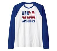 Archery Sports Fan American Flag Manche Raglan