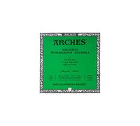 Arches 1795059 Bloc de 20 feuilles de papier aquarelle (20 x 20 cm, encollé sur les 4 côtés, grain fin 300 g/m²), blanc naturel