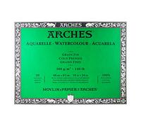 Arches 1795064 Bloc de papier aquarelle (46 x 61 cm, encollé sur les 4 côtés, grain fin 300 g/m²), 20 feuilles blanc naturel