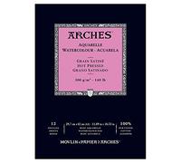 Arches 1795099 Bloc de 16 feuilles de papier aquarelle A3 42 x 29,7 cm Encollé en tête 300 g/m² Blanc naturel