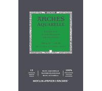 Arches – Bloc papier Aquarelle 300 g/m² 29,7x42 cm – 12 feuilles, grain fin, blanc naturel
