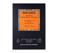 Arches Bloc Aquarelle 795104 – Grain torchon – Blanc naturel – 300 g/m² – A3 – 12 p. – Bois