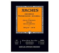 Arches Aquarelle Bloc 12 Feuilles 300 g Grain Torchon 23 x 31 cm Blanc Naturel