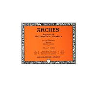 ARCHES Aquarelle - Bloc 20 feuilles 20x26 collé 4 côtés - 300g/m² - grain torchon, blanc naturel, 4 bords francs