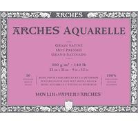 Arches Bloc aquarelle 23 x 31 cm, 20 feuilles, 300 g/m², collé 4 côtés, grain satiné