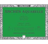 ARCHES Aquarelle - Bloc 20 feuilles 26x36 collé 4 côtés - 300g/m² - grain fin, blanc naturel, 4 bords francs