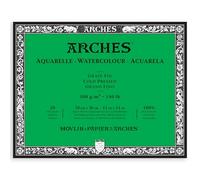 ARCHES Aquarelle - Bloc 20 feuilles 28x36 collé 4 côtés - 300g/m² - grain fin, blanc naturel, 4 bords francs