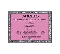Arches Aquarelle Bloc 20 Feuilles 300 g Grain Satiné 26 x 36 cm Blanc Naturel