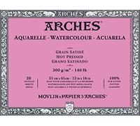 Arches Aquarelle Bloc 20 Feuilles 300 g Grain Satiné 31 x 41 cm Blanc Naturel