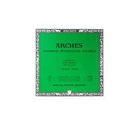 ARCHES Aquarelle - Bloc 20 feuilles 31x31 collé 4 côtés - 300g/m² - grain fin, blanc naturel, 4 bords francs