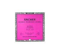 ARCHES Aquarelle - Bloc 20 feuilles 31x31 collé 4 côtés - 300g/m² - grain satiné, blanc naturel, 4 bords francs