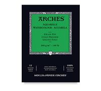 Arches- Bloc Enc 14,8 x 21 12 H Aquarelle 100% Fin 300 g Nat, A1795090, Blanc Naturel