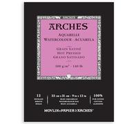 Arches- Bloc Enc 23x31 12H Aquarelle 100% Satin 300g Nat, A1795097, Blanc Naturel