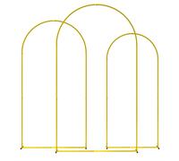 Outsunny Lot de 3 Supports d'arche de Fond en métal doré pour Mariage, 2,2 m, 2 m, 1,8 m, Arche de Jardin, Mariage, fête d'anniversaire, fête prénatale, Arche de Ballons Floraux