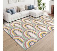 Arches Géométriques Multicolores Tapis Salon Antidérapant Lavable 80x150cm | Poil Ras Doux Style Bohème Tapis pour Salle a Manger Bureau Cuisine Descente de lit Chambre Decoration Chambrel