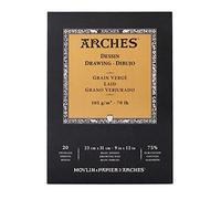 ARCHES Ingres d'Arches MBM - Bloc 20 feuilles 23x31 collé petit côté - 105g/m² - vergé, blanc, 4 bords francs