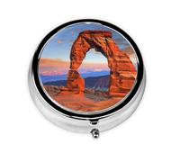 Arches National Park - Pilulier rond imprimé avec 3 compartiments - Mini pilulier portable pour médicaments, vitamines, huile de poisson, compléments