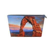 Arches National Park Prints Trousse de toilette de voyage en cuir PVC avec fermetures éclair dorées, organiseur de cosmétiques étanche pour maquillage, articles de toilette et essentiels, Argenté