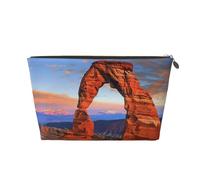 Arches National Park Prints Trousse de toilette de voyage en cuir PVC avec fermetures éclair dorées, organiseur de cosmétiques étanche pour maquillage, articles de toilette et essentiels, doré, Taille