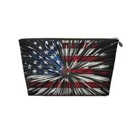Arches National Park Trousse de toilette en cuir - Grande capacité - Portable - Convient pour un usage quotidien et en voyage, Feu d'artifice drapeau américain, Taille unique
