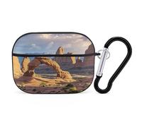 Arches - Organiseur pour écouteurs du parc national - Housse de protection antichoc pour Airpods Pro avec mousqueton et clip anti-chute pour Airpods Pro 2e génération - Noir