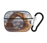 Arches - Organiseur pour écouteurs du parc national - Housse de protection antichoc pour Airpods Pro avec mousqueton et clip anti-chute pour Airpods Pro 2e génération - Noir