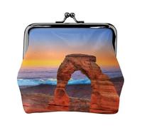 Arches Porte-monnaie en cuir et fibre de cuir avec imprimé parc national pour femme, Noir , Taille unique, Pochette à monnaie