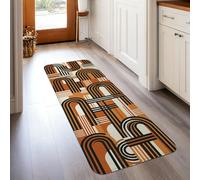 Arches - Tapis de couloir moderne avec lignes géométriques, blocs de lignes géométriques automnales, à poils ras et bords en éponge - Moquette rectangulaire pour cuisine, entrée, chevet, porte