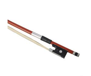 Archet de violon en bois de santal rouge avec crin de cheval blanc pour violons de taille 1/4, 1/8 et 1/10, design d'arche droite pour débutants, poignée plaquée argent en soie et plastique (1/4)