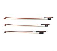 Archet de violon en bois de santal rouge avec crin de cheval naturel pour instruments de taille 1/4, 1/8, 1/10, enroulement en soie plaqué argent et poignée enveloppée de plastique pour les étudiants