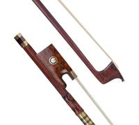 Archet De Violon Rouge Brésilien 4/4 Avec Cordier Rond En Bois De Serpent Et Poignée En Cuir Incrusté