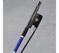 Archet de violoncelle unique en fibre de carbone avec cristal bleu - Taille 4/4 - Poids standard en ébène - Grenouille de Mongolie