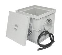 Archet étanche de sol électrique gris carré avec couvercle aveugle IP54 Archet d'arrosage et d'électricité en PVC pour jardin, drainage irrigation, installations électriques Tuyaux (200x200 mm)