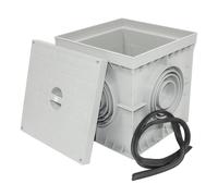Archet étanche de sol électrique gris carré avec couvercle aveugle IP54 Archet d'arrosage et d'électricité en PVC pour jardin, drainage irrigation, installations électriques Tuyaux (200x200 mm)