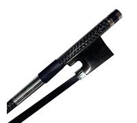 Archets de violon faits à la main Archet de violon 4/4 en soie argentée tressée baguette ronde en fibre de carbone archet en ébène bien équilibré crin de cheval noir