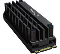 Archgon HS-1110 Radiateur pour refroidisseur NVMe/SATA M.2 SSD 2280 PCIe,hauteur 20 mm,aluminium,2X coussin thermique,montage à vis,passif,noir