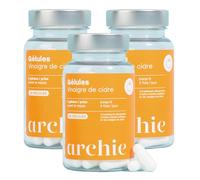 Archie, Pack Gélules Vinaigre de Cidre Biologique, avec Acide Acétique - Naturel, vegan, sans gluten, sans sucre. Cure de 3 mois. 180 capsules. Made in France.