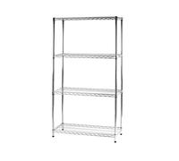 Archimede 4X359016 Système Composable Etagère Lot de 4 Tablettes Métal Chrome 91 x 36 x 168 cm