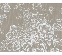Architectes Papier Blumentapete Metallic Silk florale Tapete Textiltapete silber braun 10,05 m x 0,53 m